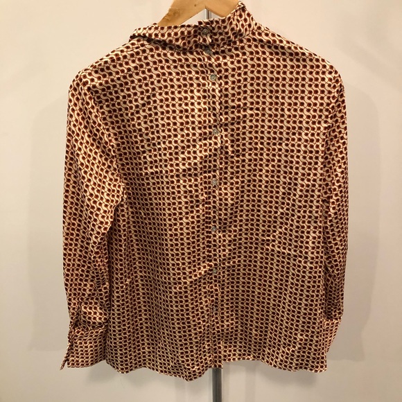 NEW Zara Woman Patterned Tie Neck Blouse Small - Picture 3 of 9